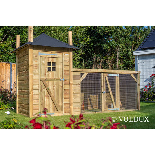Voldux Hooiberg kippenhok Lotte - 392 x 150 x 235 cm - Inclusief ren