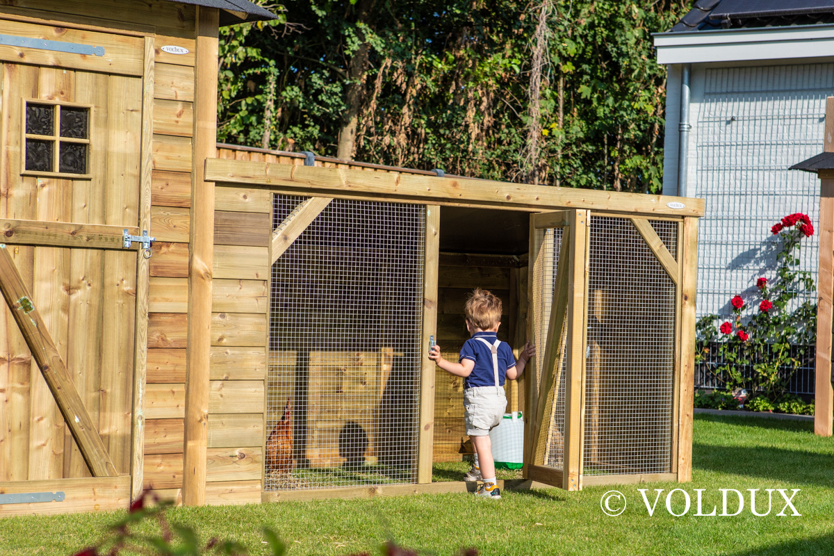 Voldux Hooiberg kippenhok Lotte - 392 x 150 x 235 cm - Inclusief ren