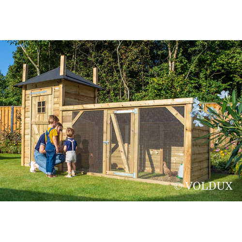 Voldux Hooiberg kippenhok Lotte - 392 x 150 x 235 cm - Inclusief ren