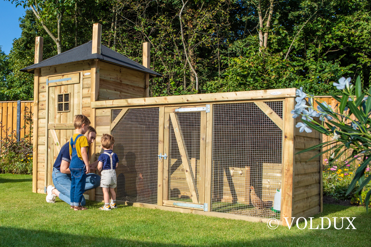Voldux Hooiberg kippenhok Lotte - 392 x 150 x 235 cm - Inclusief ren
