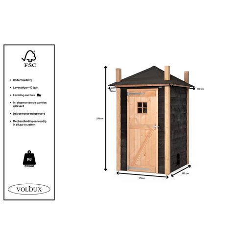 Voldux Hooiberg kippenhok Mees - 150 x 150 x 225 cm - Zweeds rabat en Douglashout