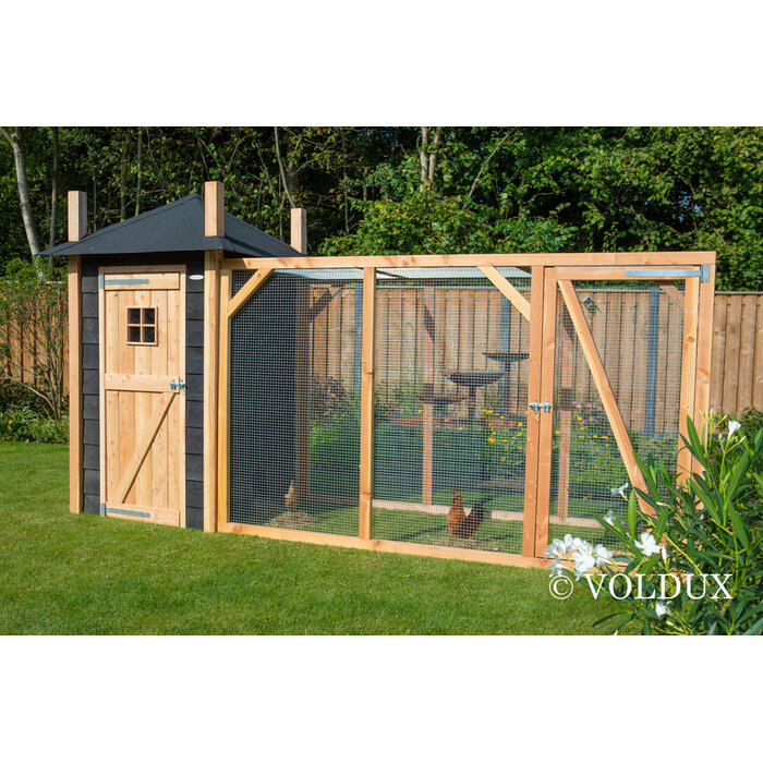 Voldux Hooiberg kippenhok Mees - 150 x 150 x 225 cm - Zweeds rabat en Douglashout