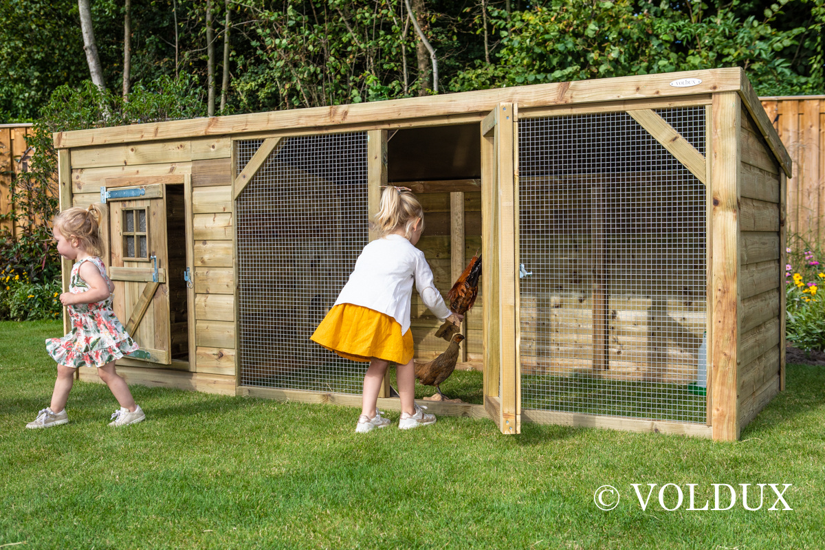 Voldux Kippenren Brit - 260 x 130 x 132 cm - Geïmpregneerd vurenhout