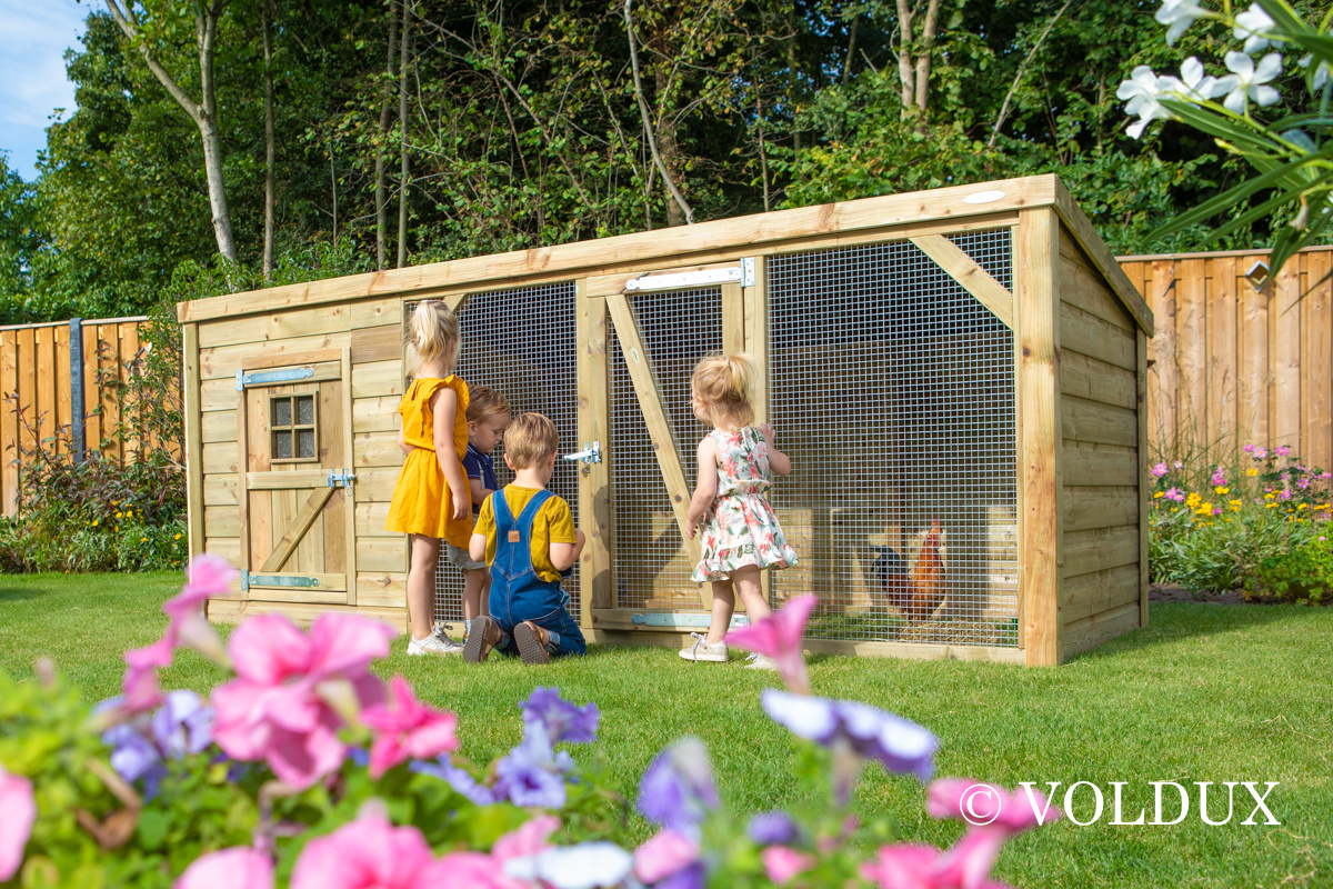 Voldux Kippenren Brit - 260 x 130 x 132 cm - Geïmpregneerd vurenhout