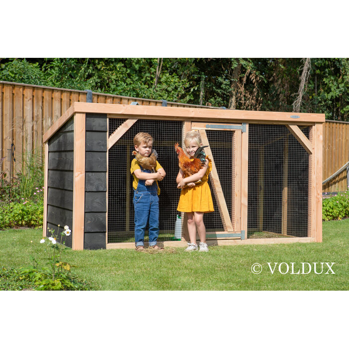 Voldux Kippenren Milan - 260 x 130 x 132 cm - Zweeds zwart rabat - Douglashout