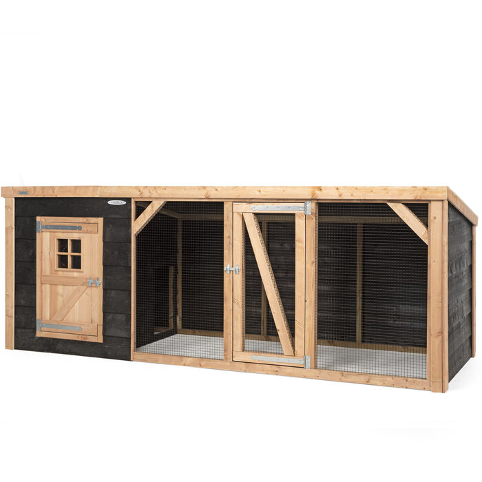 Voldux Kippenren Milan - 260 x 130 x 132 cm - Zweeds zwart rabat - Douglashout