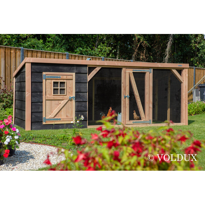 Voldux Kippenren Milan - 260 x 130 x 132 cm - Zweeds zwart rabat - Douglashout