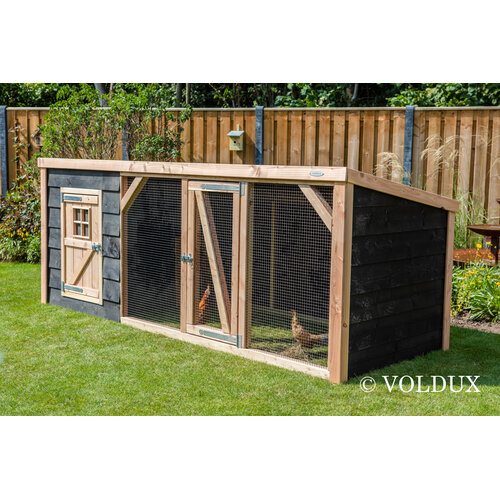 Voldux Kippenren Milan - 260 x 130 x 132 cm - Zweeds zwart rabat - Douglashout