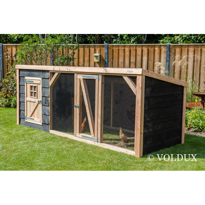 Voldux Kippenren Milan - 260 x 130 x 132 cm - Zweeds zwart rabat - Douglashout