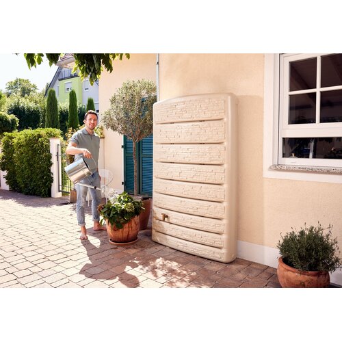 Garantia Extra Slim regenton - 400 liter - Stone Decor - 2 kleuren - Inclusief kraan