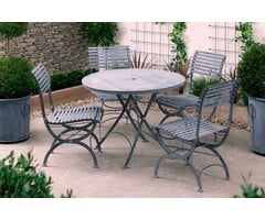Harrod Darsham Bistro Set – Handgeëtst & Inklapbaar - 4 stoelen - Design A