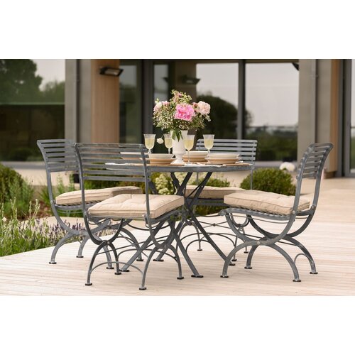 Harrod Darsham Bistro Set – Handgeëtst & Inklapbaar - 4 stoelen - Design A