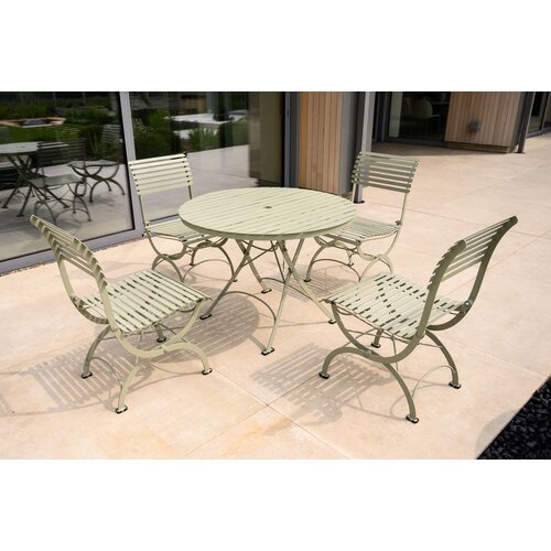 Harrod Darsham Bistro Set – Handgeëtst & Inklapbaar - 4 stoelen - Design A
