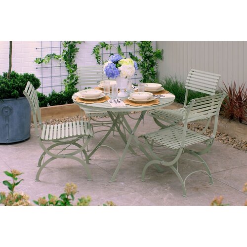 Harrod Darsham Bistro Set – Handgeëtst & Inklapbaar - 4 stoelen - Design A