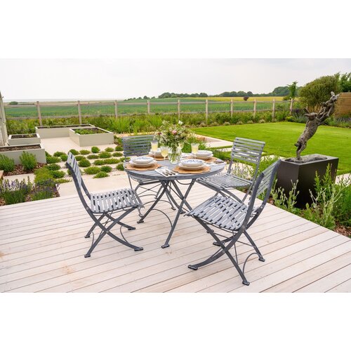 Harrod Darsham Bistro Set – Handgeëtst & Inklapbaar - 4 stoelen - Design B
