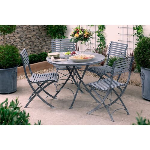 Harrod Darsham Bistro Set – Handgeëtst & Inklapbaar - 4 stoelen - Design B
