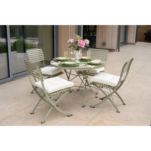 Harrod Darsham Bistro Set – Handgeëtst & Inklapbaar - 4 stoelen - Design B