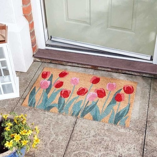 Smart Garden Products Deurmat Kokos Tulpen - 45 x 75 cm - Natuurlijke kokosvezel