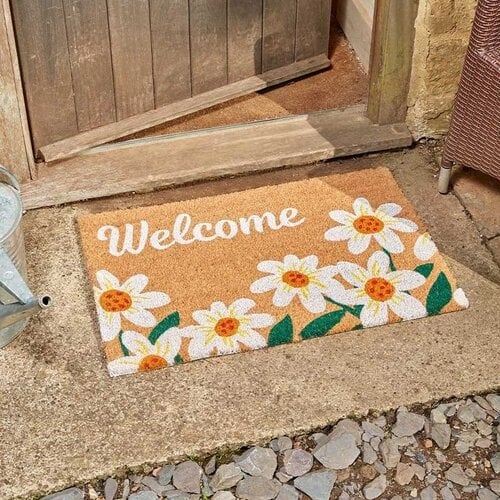 Smart Garden Products Deurmat Kokos Madeliefjes - 45 x 75 cm - Natuurlijke kokosvezel