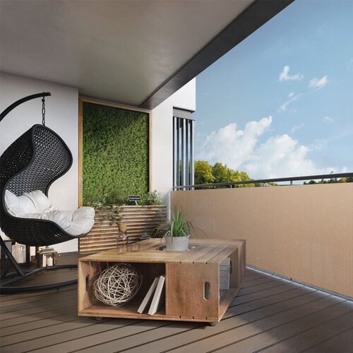 De Wiltfang Polyrattan Balkonscherm Crème – Per meter of 5 meter rol