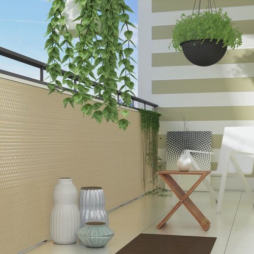 De Wiltfang Polyrattan Balkonscherm Crème – Per meter of 5 meter rol