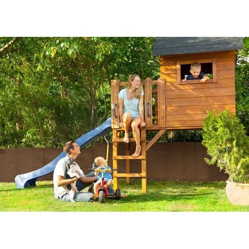 De Wiltfang Polyrotan Balkonscherm 0,9 x 5 meter – Walnootbruin - PE