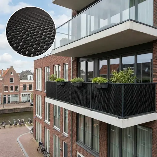 De Wiltfang Balkonscherm Zwart - 0,9 x 5 meter - PE