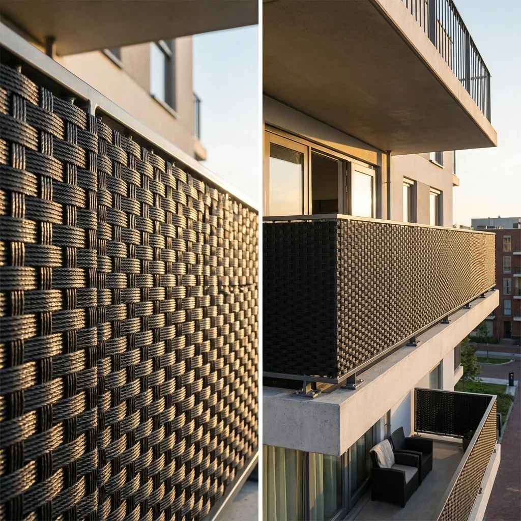 De Wiltfang Balkonscherm Zwart - 0,9 x 5 meter - PE
