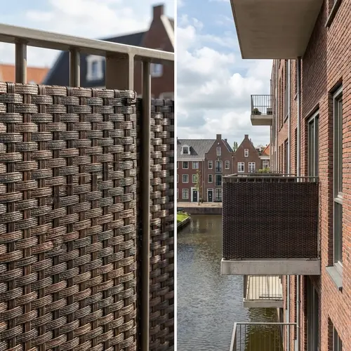 De Wiltfang Balkonscherm Bruin & Zwart - 0,9 x 5 meter - PE - 4-seizoens