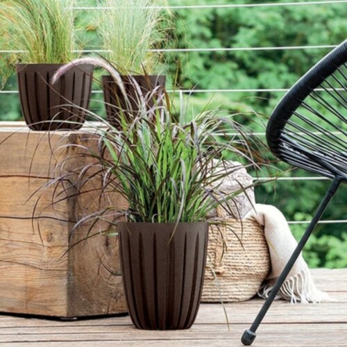 Prosperplast Bloempot Wario - Eco Wood - 3 maten - Coffee