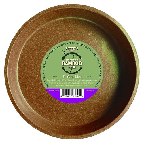 Haxnicks Bloempot Bamboe schotel - Terracotta - Diverse maten - 100% biologisch afbreekbaar