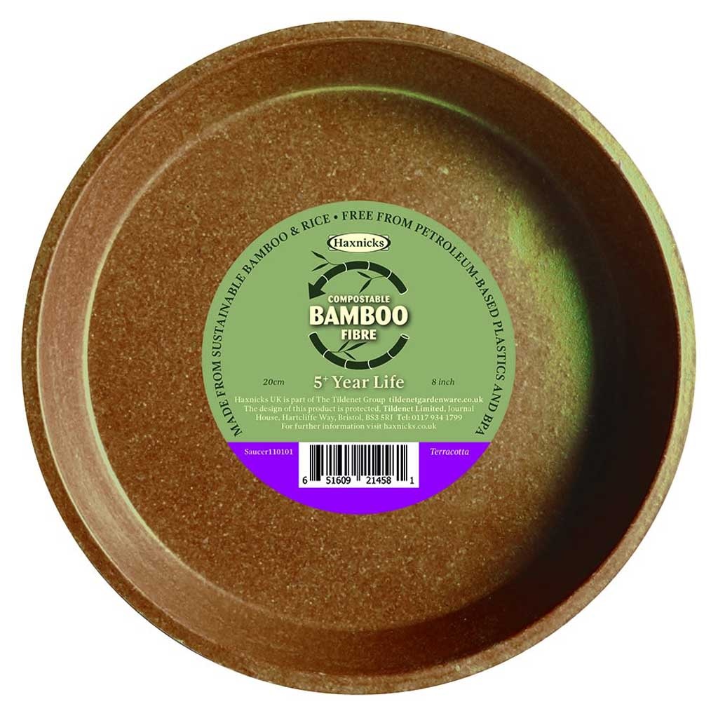 Haxnicks Bloempot Bamboe schotel - Terracotta - Diverse maten - 100% biologisch afbreekbaar