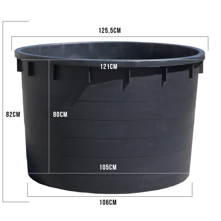 Meuwissen Agro Boomkuip 750 liter - 125,5 x 82 cm - Zwart polyetheen