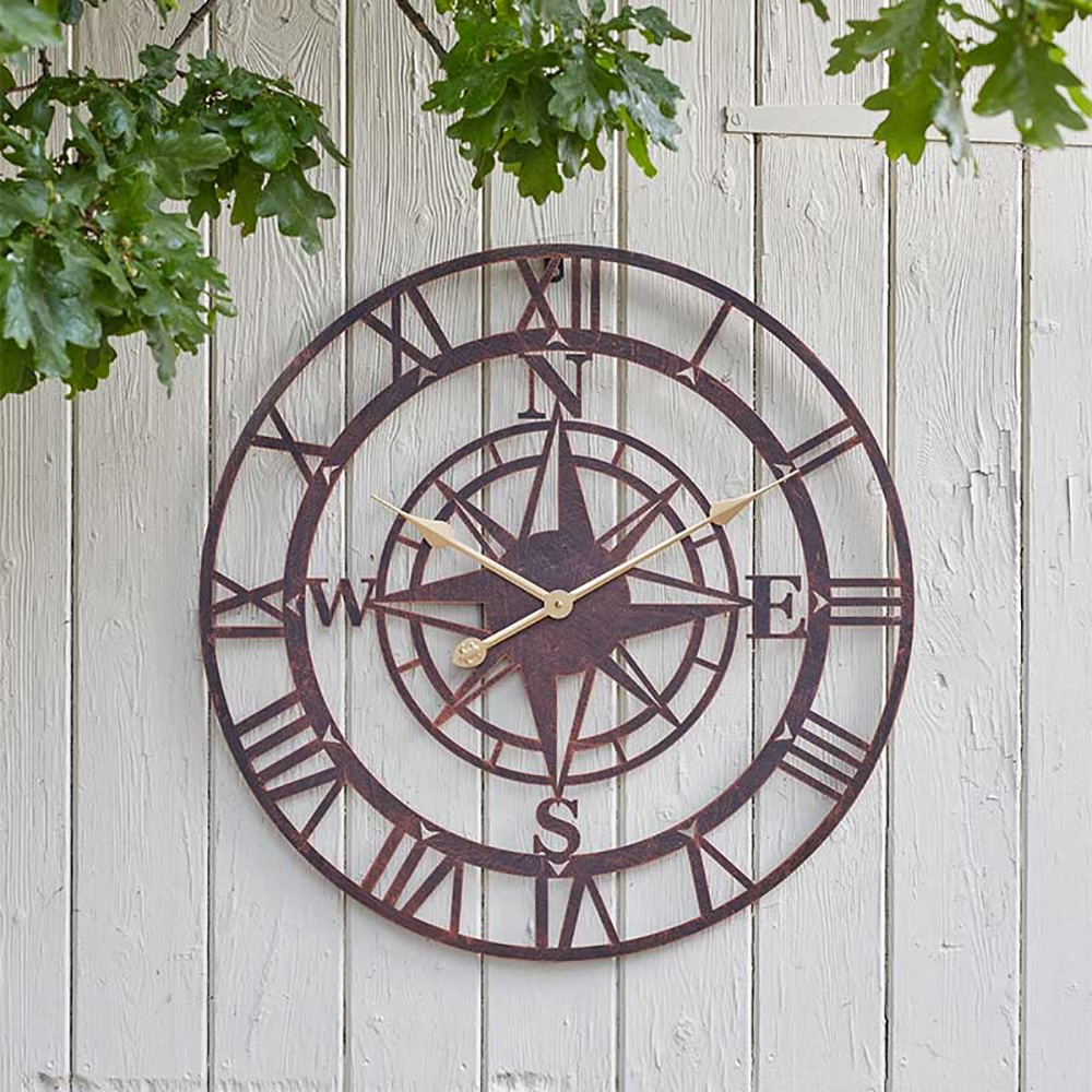 Smart Garden Products Compass tuinklok - 35 en 60 cm - Bronskleurig- Romeinse cijfers