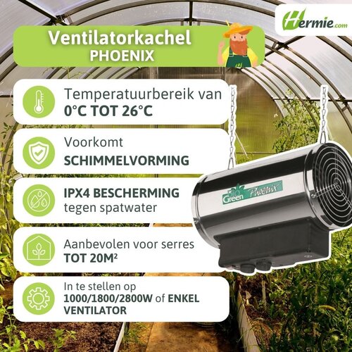 Biogreen Phoenix kaskachel - 3 standen