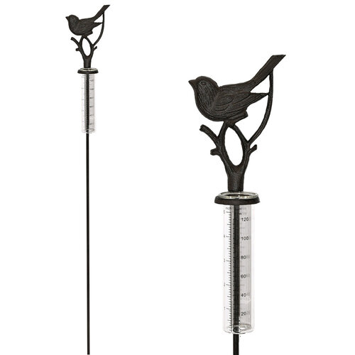 De Wiltfang Regenmeter Vogel op tak - gietijzer - 94,5 cm