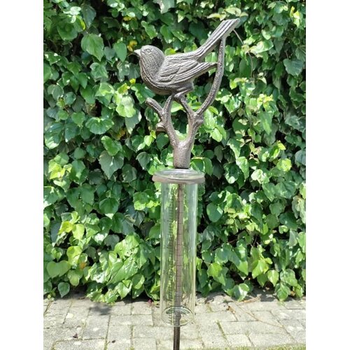De Wiltfang Regenmeter Vogel op tak - gietijzer - 94,5 cm