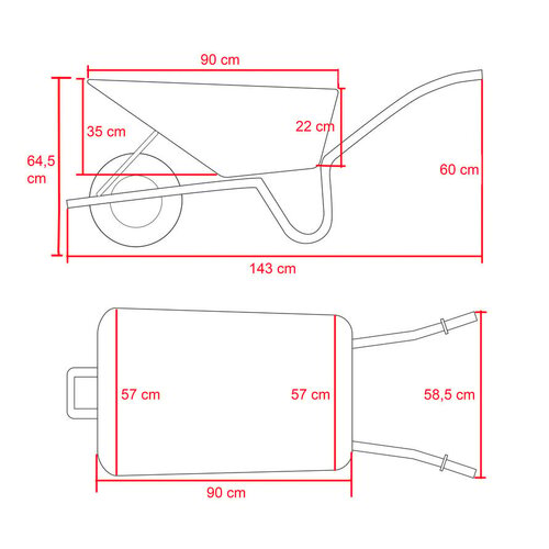 Hummer Kruiwagen 85 liter Klus - metalen bak - verzinkt frame