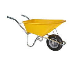 Hummer Kruiwagen 100 liter Bouw - anti-lekband - Kunststof bak - Geel