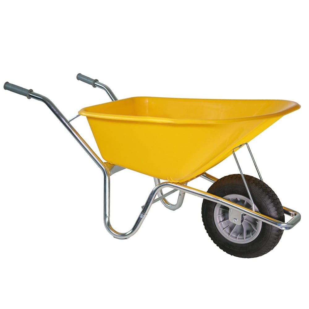 Hummer Kruiwagen 100 liter Bouw - anti-lekband - Kunststof bak - Geel
