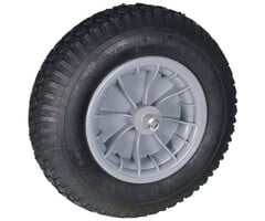 Hummer Kruiwagenwiel Compleet - 400x8 met luchtband en as van 13 cm