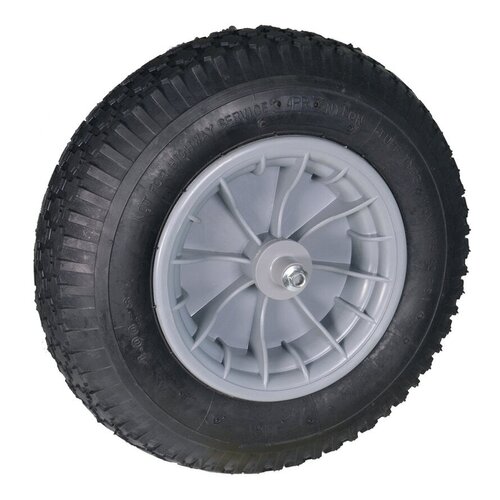 Hummer Kruiwagenwiel Compleet - 400x8 met luchtband en as van 13 cm