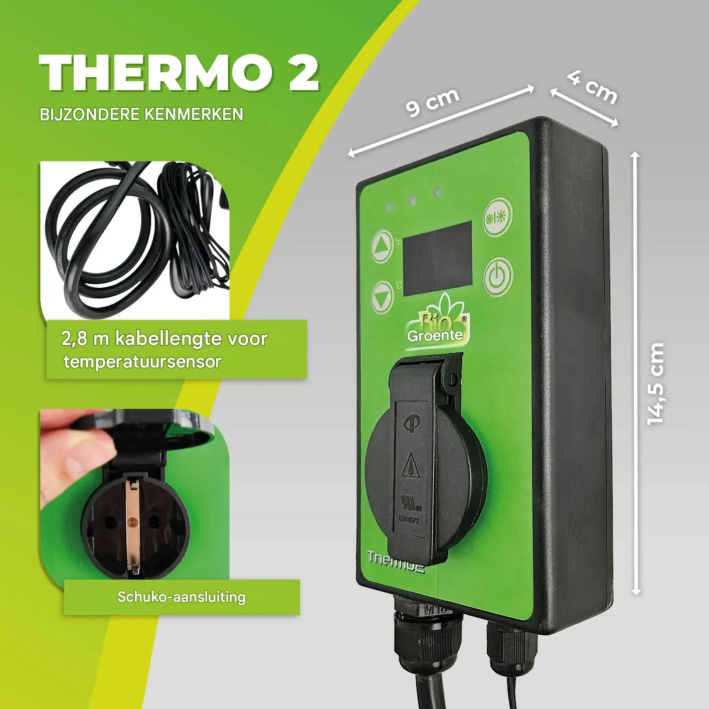 Biogreen Thermo 2 - Digitale thermostaat - Verwarming & koeling