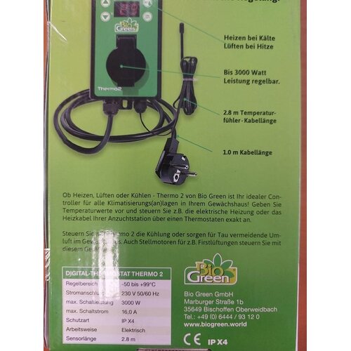 Biogreen Thermo 2 - Digitale thermostaat - Verwarming & koeling