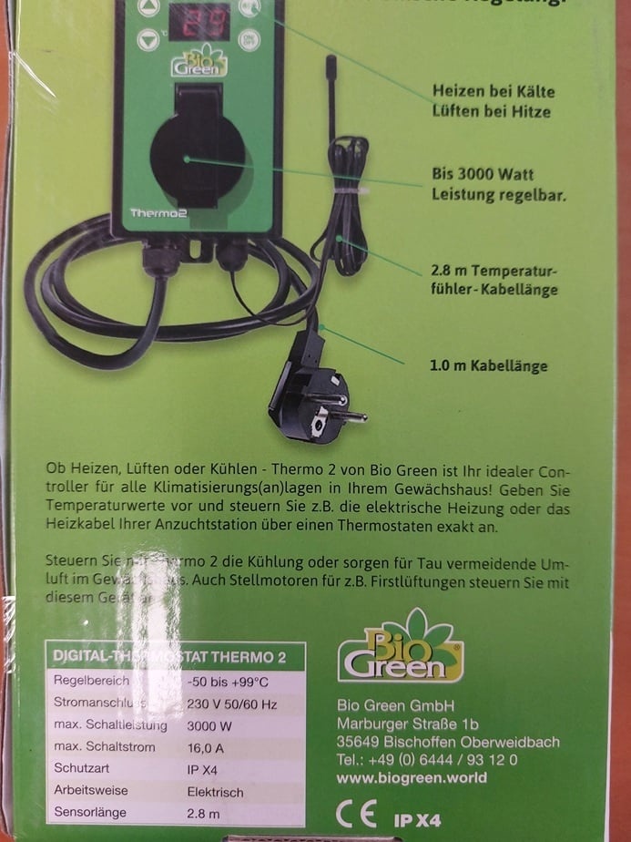 Biogreen Thermo 2 - Digitale thermostaat - Verwarming & koeling