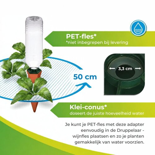 Biogreen Petfles adapter druppelaar wijnfles - 1.5 liter - plantenoppas