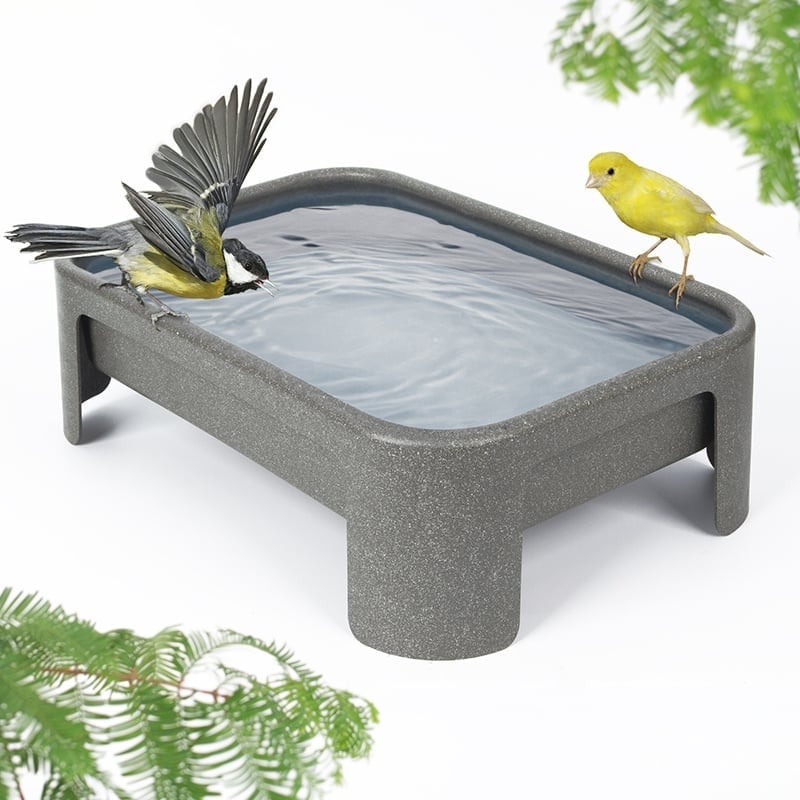 Singing Friend Waterbak - Voerbak - Vogelbad - Johan - kunststof - Grijs