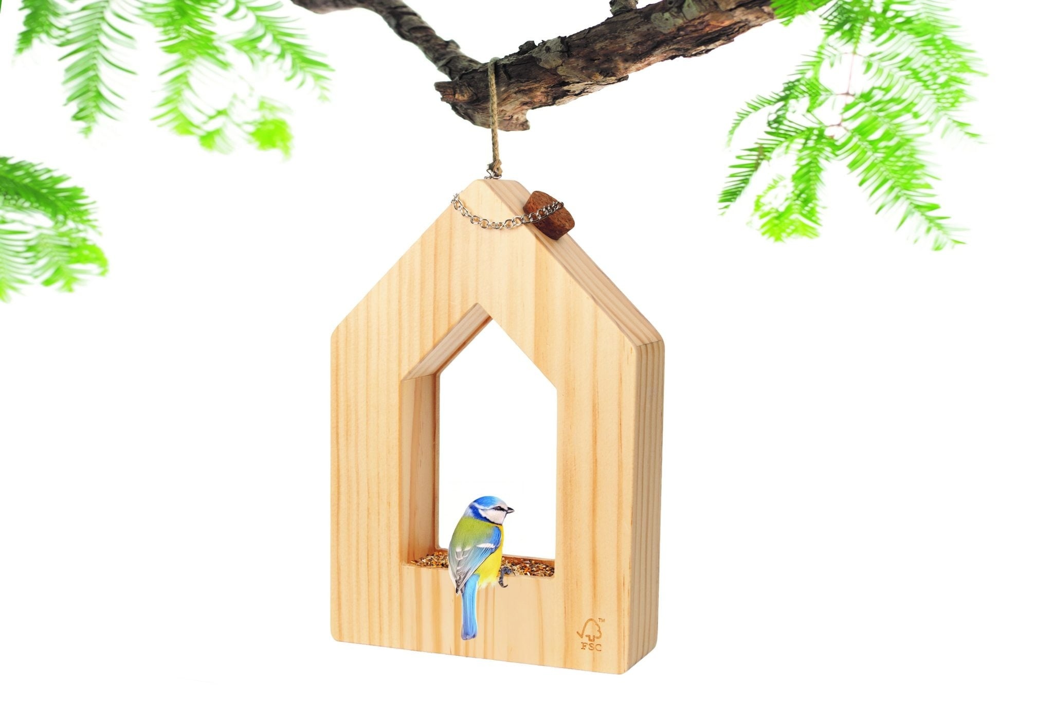 Singing Friend Voederhuis Hans - Hout voor vogelzaad - 15x23x5cm
