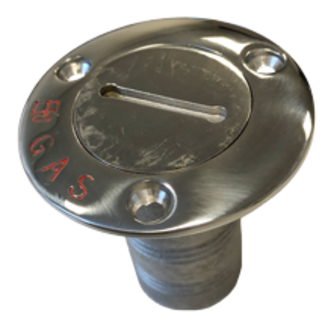 Allpa allpa stainless steel Deck filler cap 'Gas', hose connection Ø38mm, flange Ø76mm, 0º model