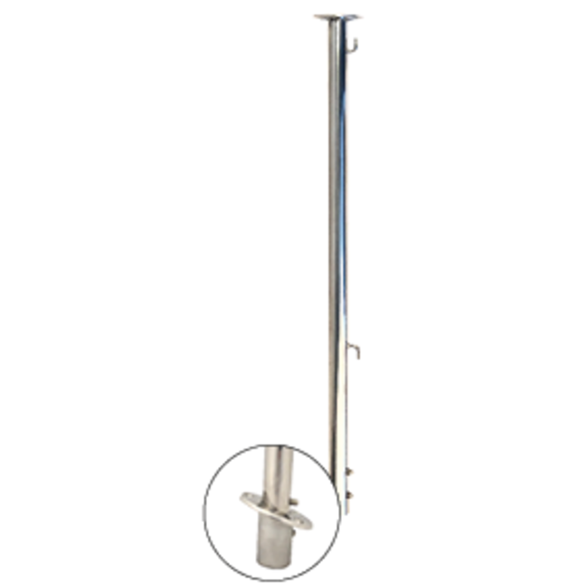 Allpa Flagpole stainless steel L=600mm, Ø25mm, with 2 hooks and click system for mounting base (269020)